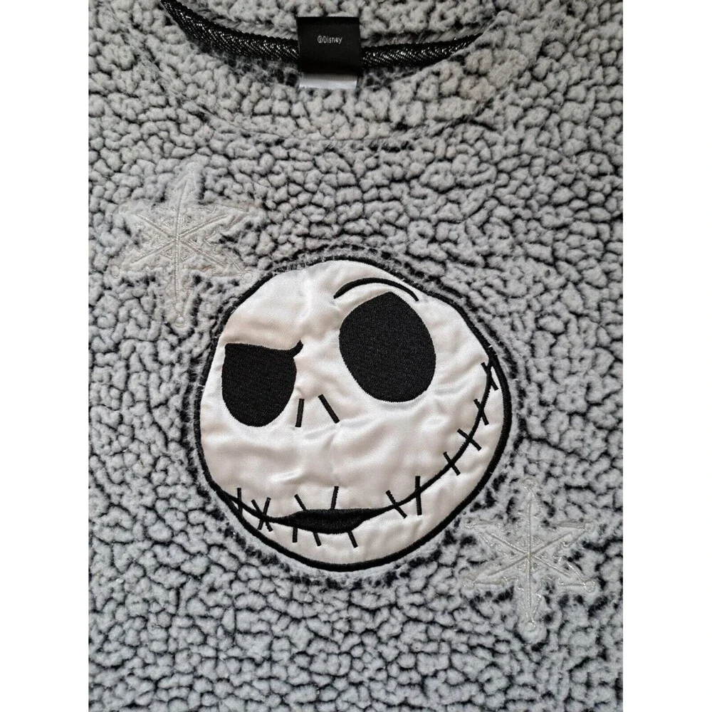 Nightmare before Christmas Gray Sweatshirt Size Youth Large Sleepwear Faux Fur